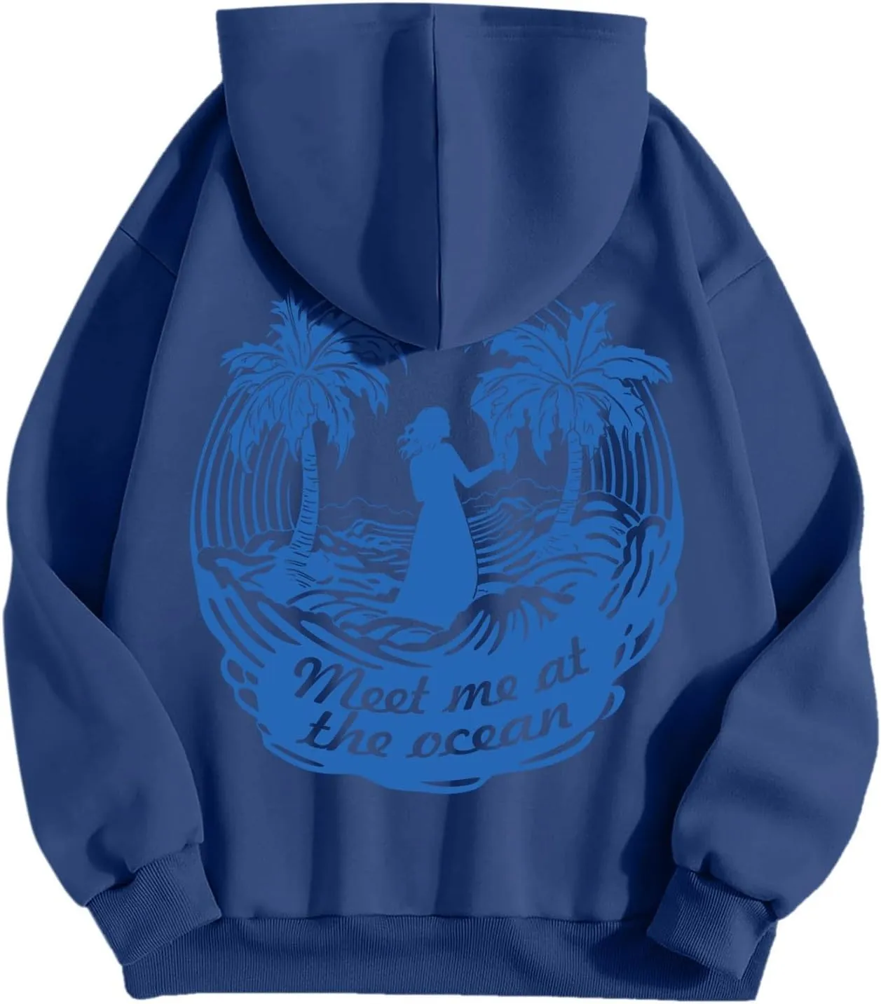Women's Letter Print Hoodie Sweatshirt Long Sleeve Drawstring Graphic Pullover Oversized Casual Tops With Pockets