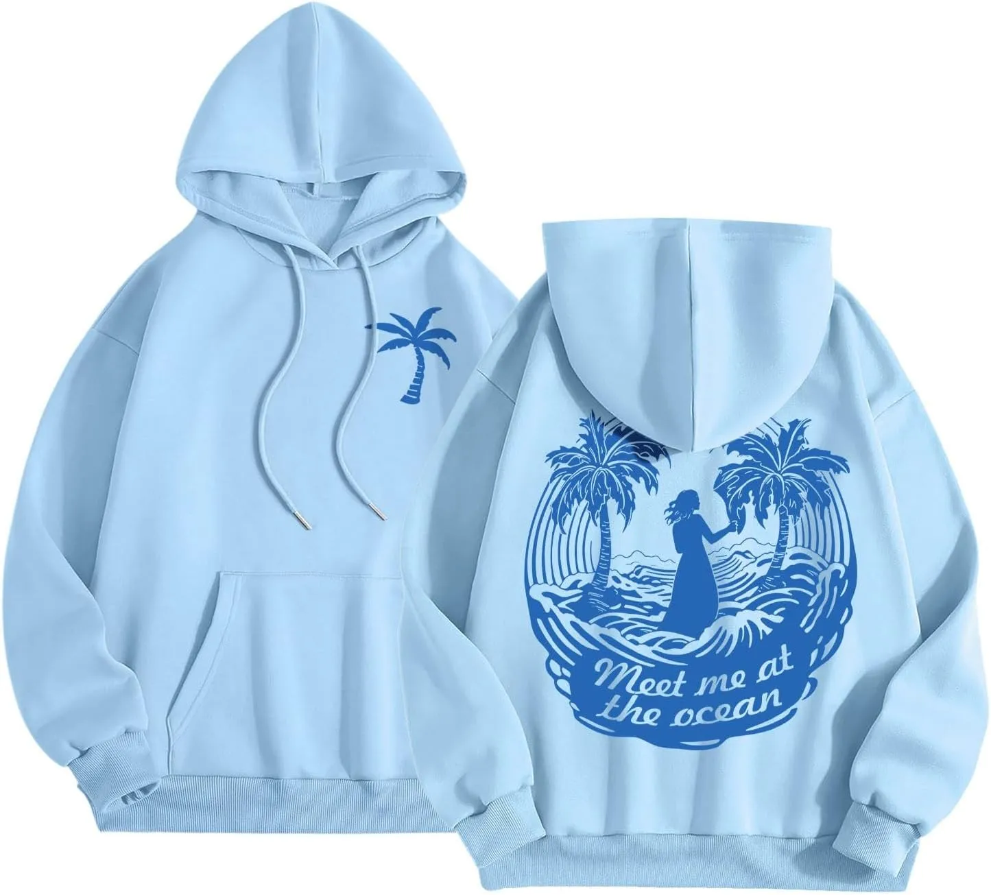 Women's Letter Print Hoodie Sweatshirt Long Sleeve Drawstring Graphic Pullover Oversized Casual Tops With Pockets