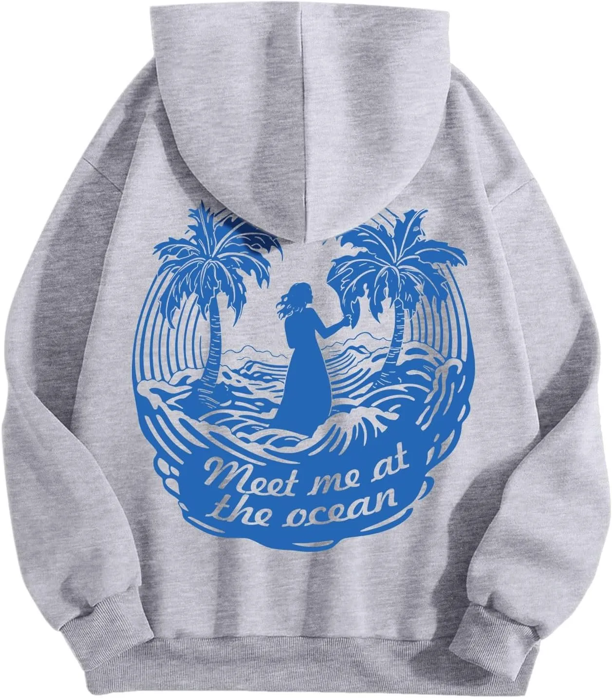 Women's Letter Print Hoodie Sweatshirt Long Sleeve Drawstring Graphic Pullover Oversized Casual Tops With Pockets