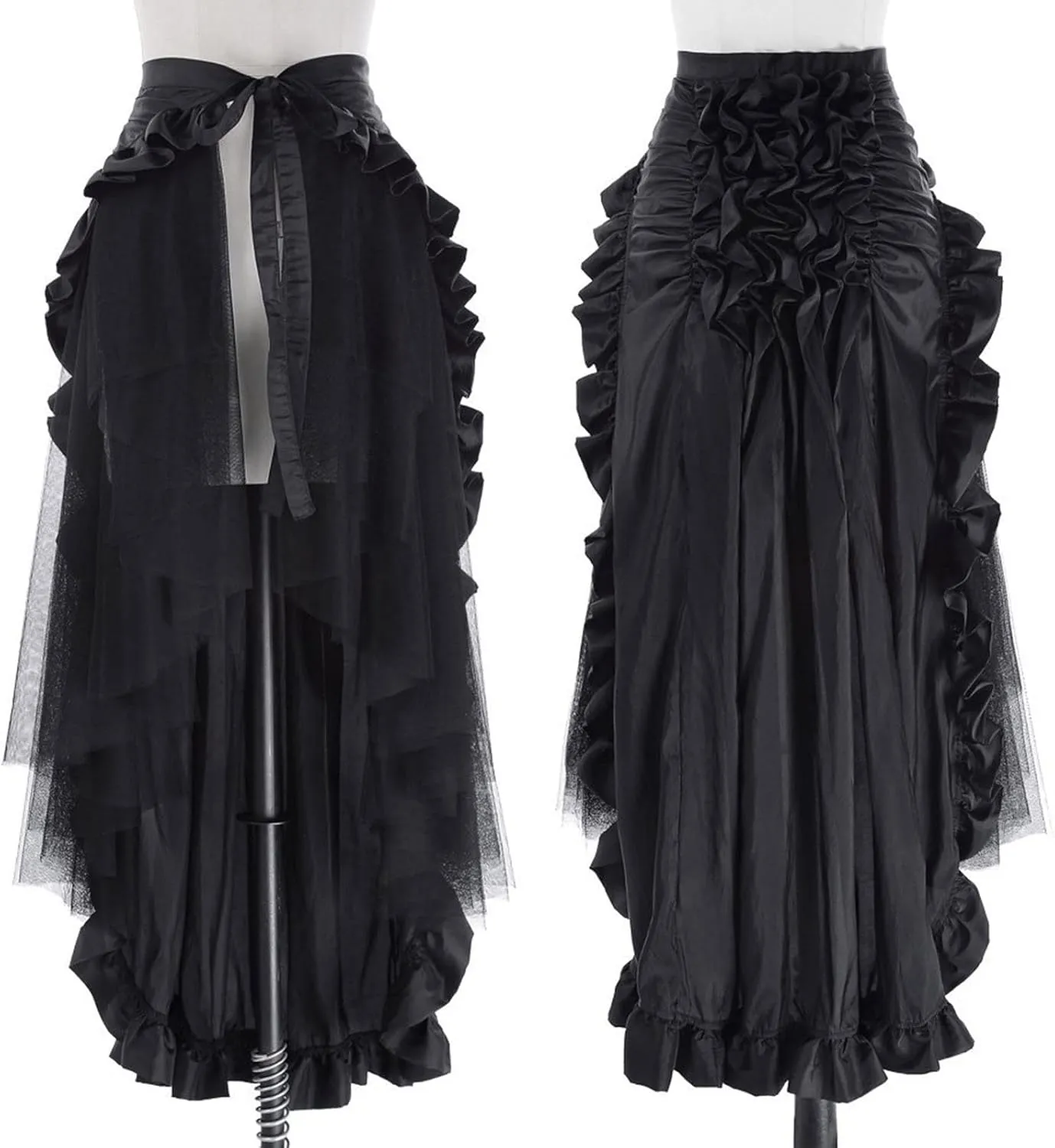 Women's Steampunk Maxi Skirt Ruffle High Waist Victorian Long Mermaid Skirt Medieval Renaissance Gothic Vintage Skirts