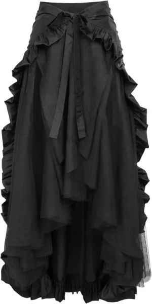 Women's Steampunk Maxi Skirt Ruffle High Waist Victorian Long Mermaid Skirt Medieval Renaissance Gothic Vintage Skirts
