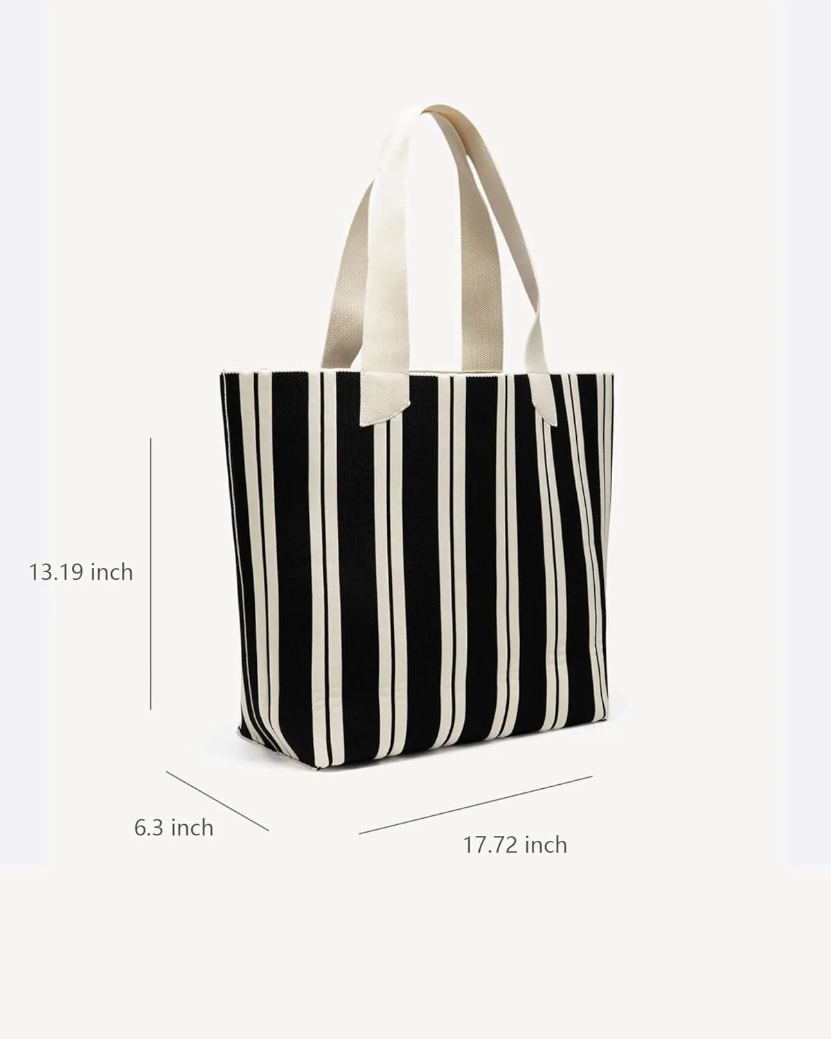 Women's Tote Bag - Striped Canvas Shoulder Bag, Reusable Multipurpose Beach Tote for Travel Grocery Shopping Work