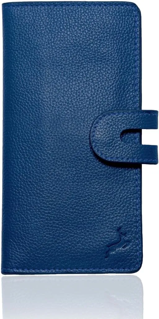 womens wallet (Holds 15-18 Cards, 4 Flat Pockets, 1 ID Windows) Genuine Leather clutch purses for women | Slim long wallets for women | rfid blocking wallet (blue wallets for women)
