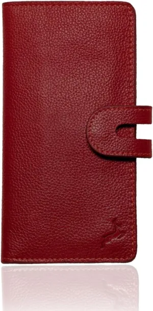 womens wallet (Holds 15-18 Cards, 4 Flat Pockets, 1 ID Windows) Genuine Leather clutch purses for women | Slim long wallets for women | rfid blocking wallet (red wallets)