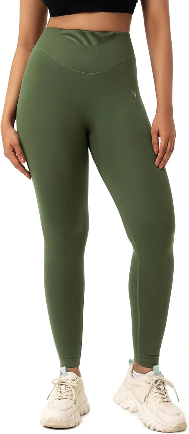 Workout Seamless Leggings for Women, High Waisted Women's Gym Leggings No Front Seam, Tummy Control 7/8 Tights