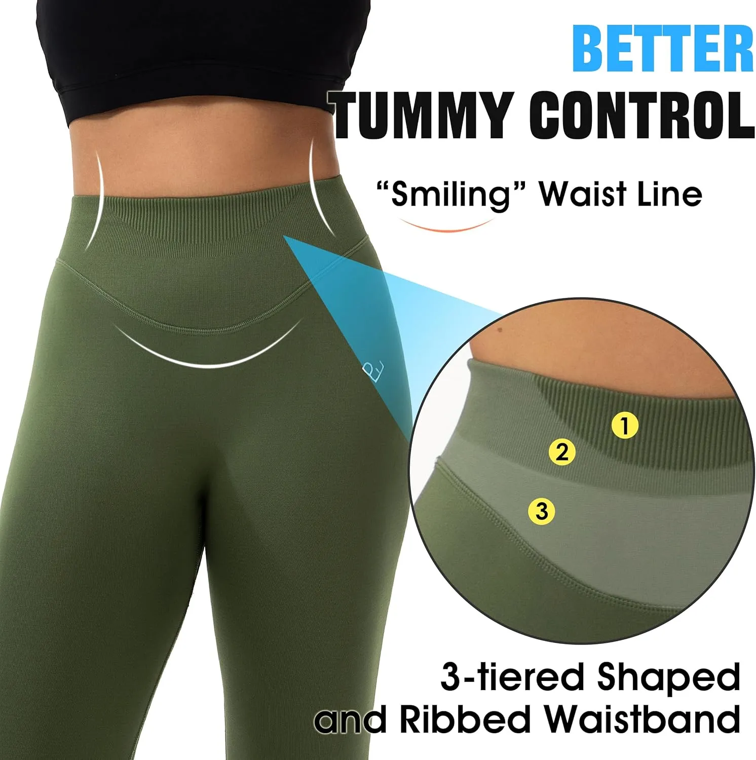 Workout Seamless Leggings for Women, High Waisted Women's Gym Leggings No Front Seam, Tummy Control 7/8 Tights