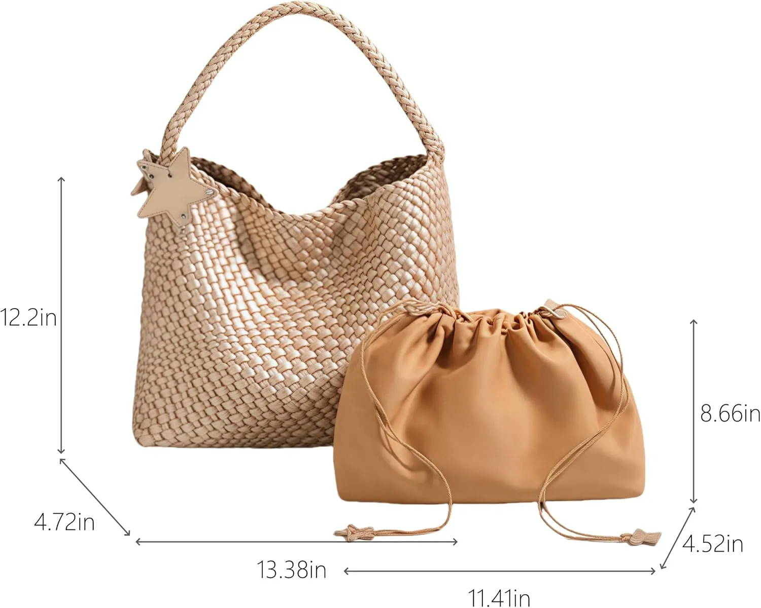 Woven Tote Bag for Women, Handwoven Leather Shoulder Handbag Top-handle Hobo Purse Trendy Underarm Satchel Bag
