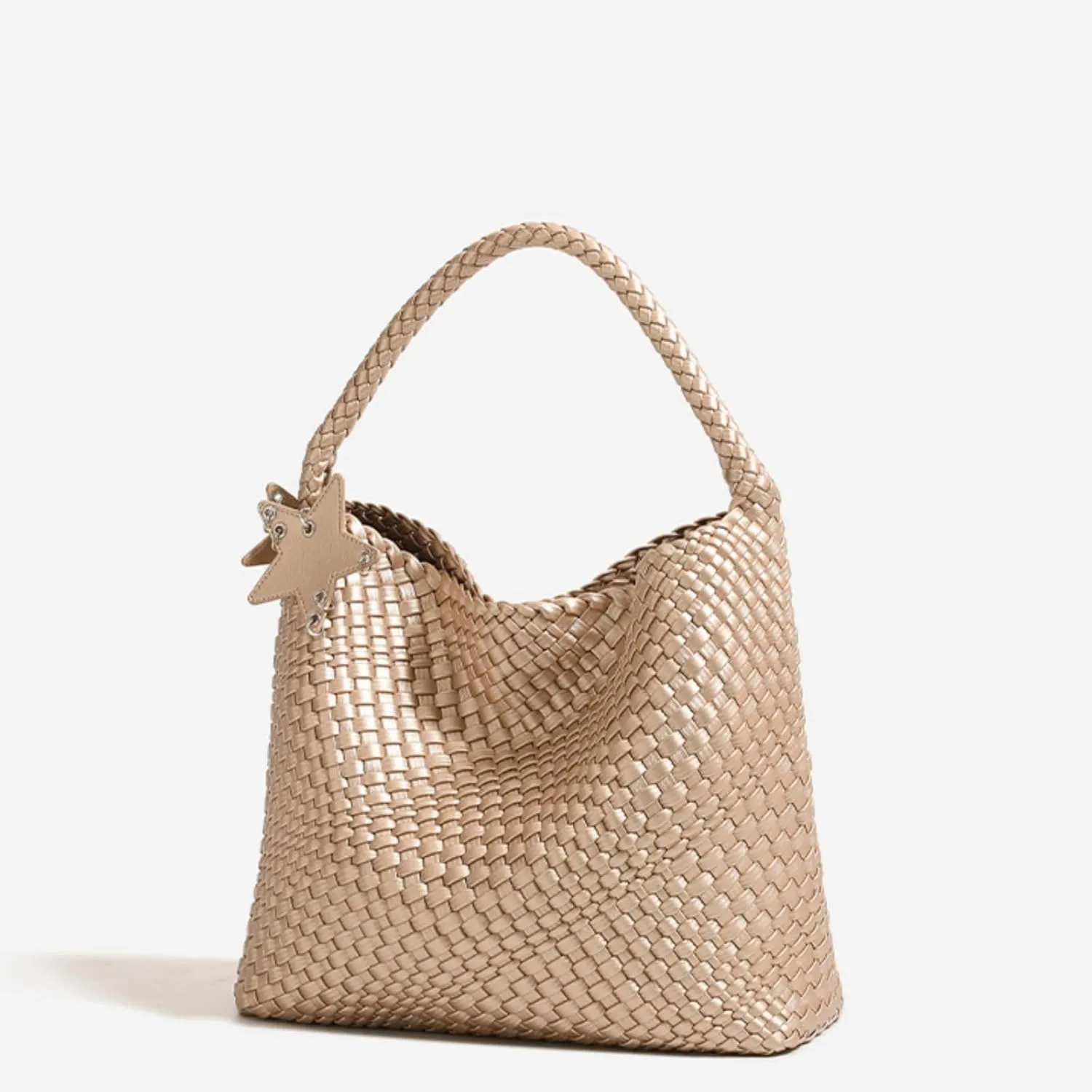 Woven Tote Bag for Women, Handwoven Leather Shoulder Handbag Top-handle Hobo Purse Trendy Underarm Satchel Bag