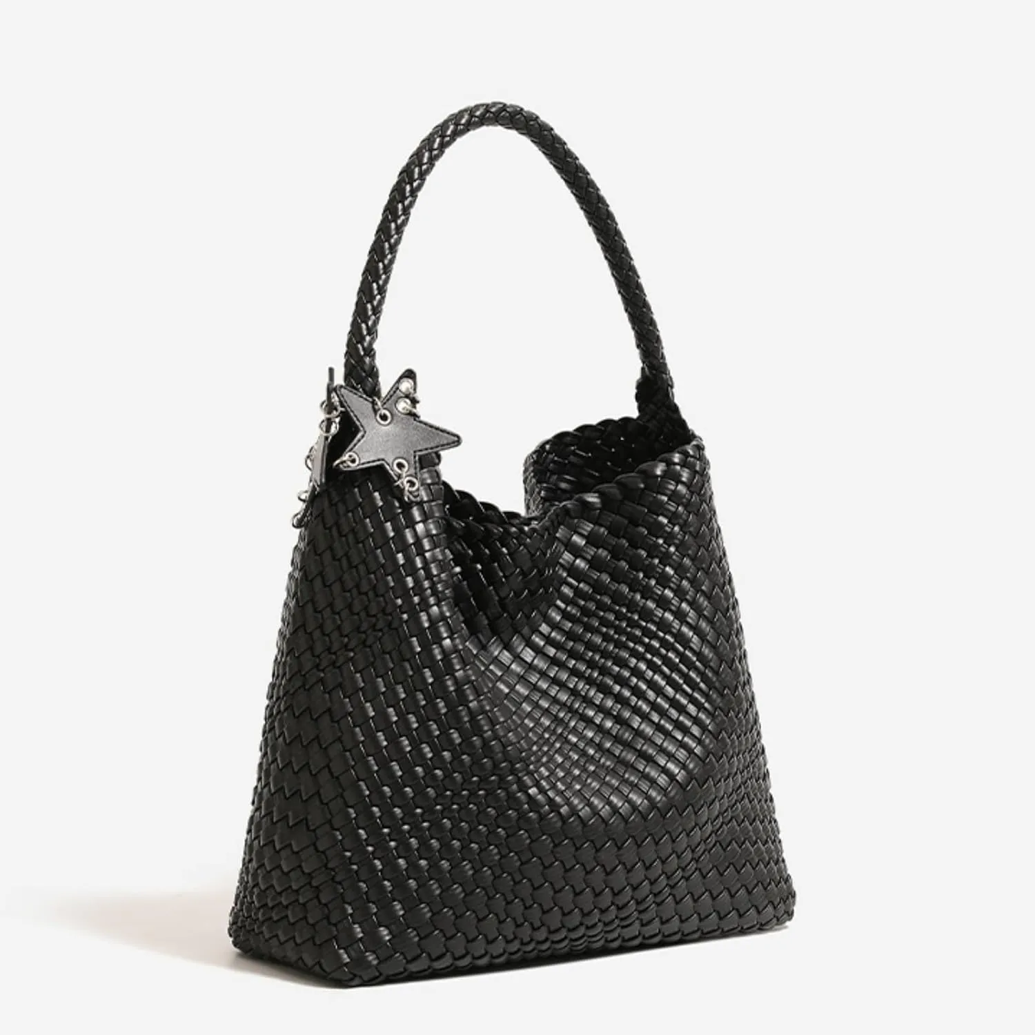 Woven Tote Bag for Women, Handwoven Leather Shoulder Handbag Top-handle Hobo Purse Trendy Underarm Satchel Bag