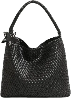Woven Tote Bag for Women, Handwoven Leather Shoulder Handbag Top-handle Hobo Purse Trendy Underarm Satchel Bag