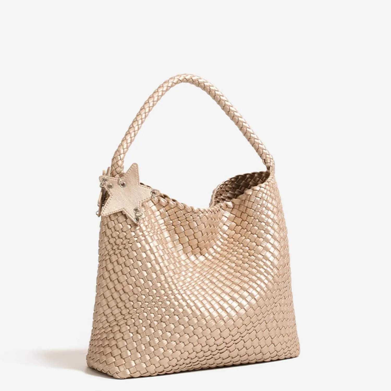 Woven Tote Bag for Women, Handwoven Leather Shoulder Handbag Top-handle Hobo Purse Trendy Underarm Satchel Bag