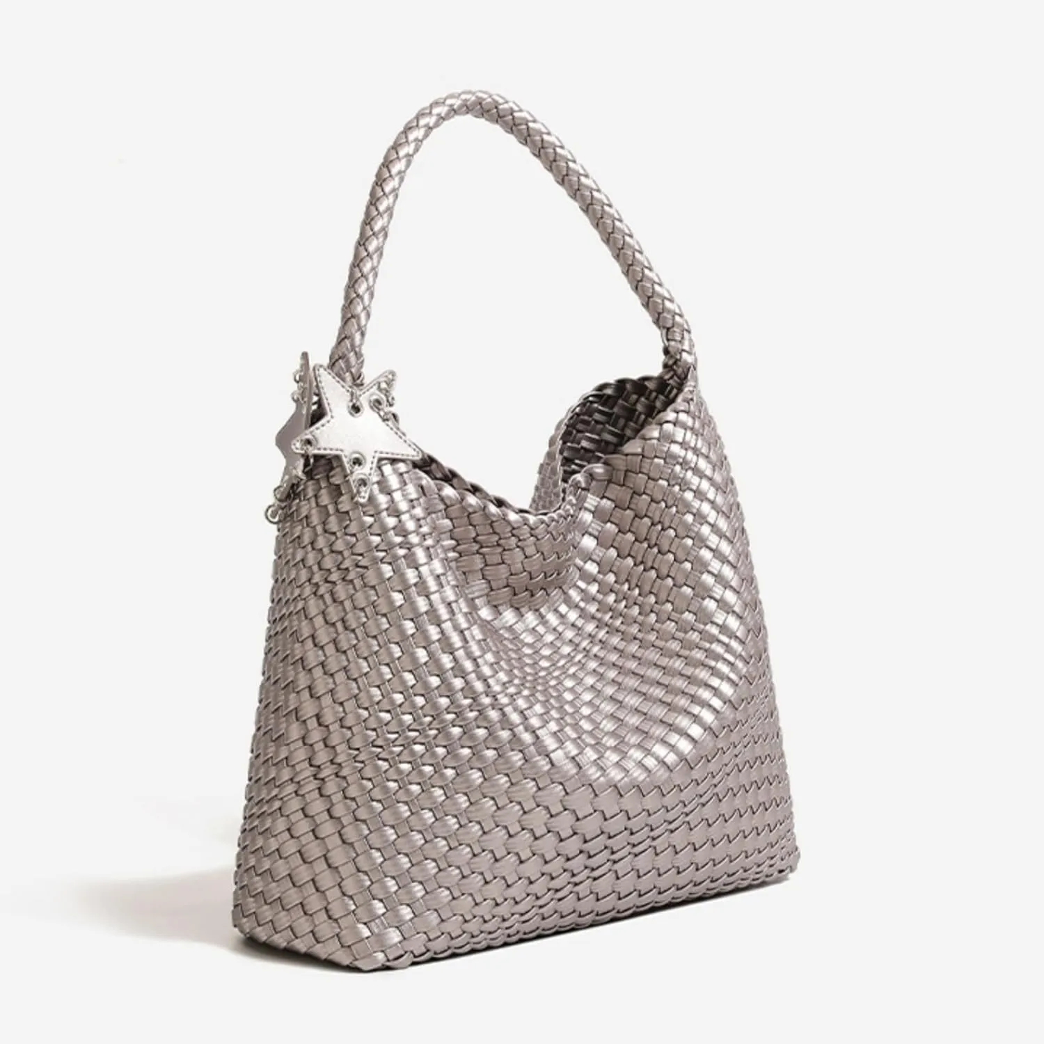Woven Tote Bag for Women, Handwoven Leather Shoulder Handbag Top-handle Hobo Purse Trendy Underarm Satchel Bag