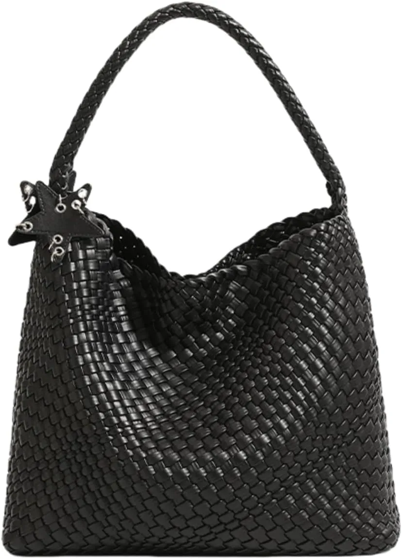 Woven Tote Bag for Women, Handwoven Leather Shoulder Handbag Top-handle Hobo Purse Trendy Underarm Satchel Bag