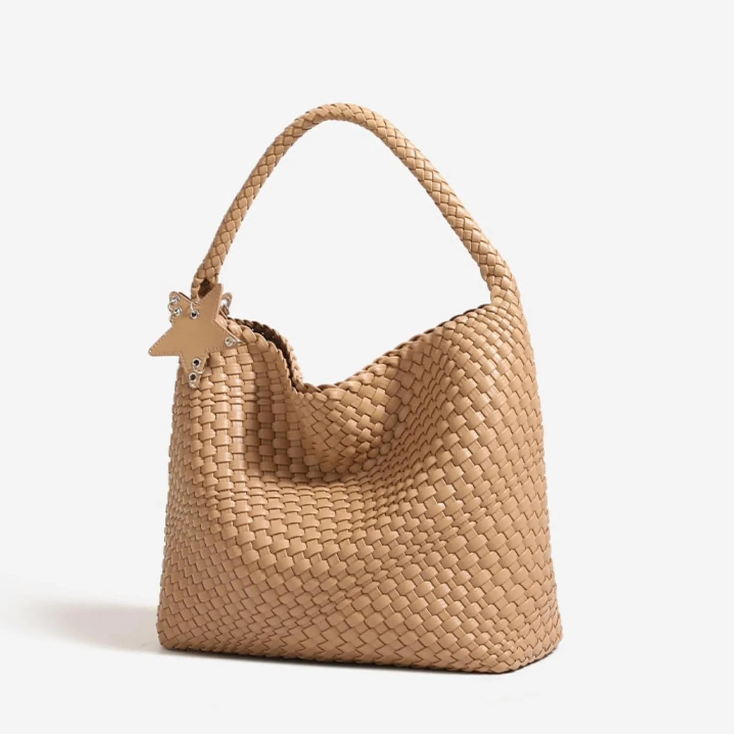 Woven Tote Bag for Women, Handwoven Leather Shoulder Handbag Top-handle Hobo Purse Trendy Underarm Satchel Bag