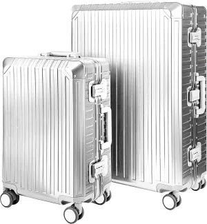 X2 All Aluminum Luggage Suitcase 3 Sizes (20",26",29") TSA Lock Carry On Silver (Double Set 20" & 29")
