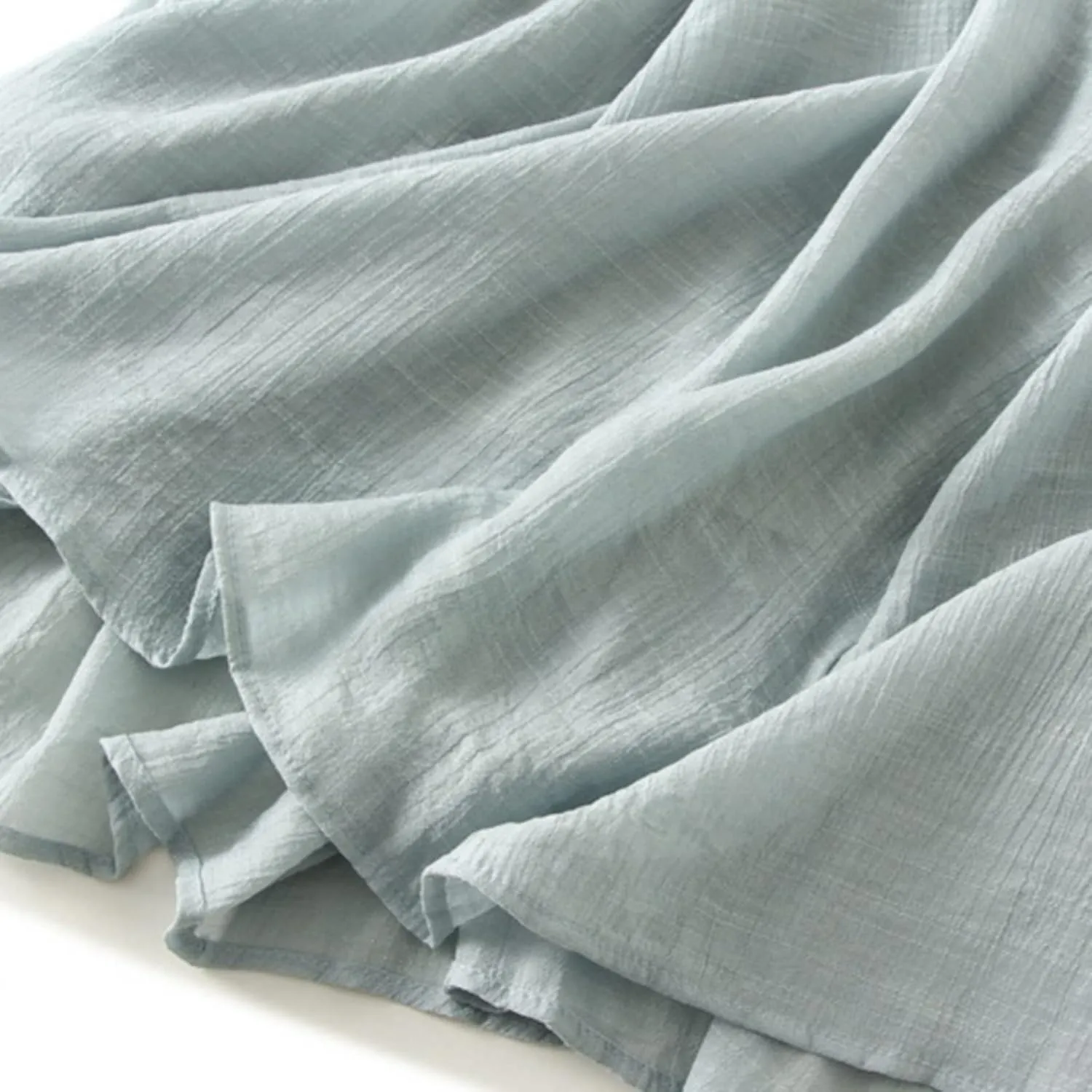 YOLAI Women Cotton and Linen Skirt Solid Color Casual Pleated Skirt Elastic Waist Drawstring A-Line Swing Skirt
